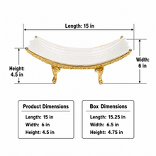 Elegant White Ceramic Centerpiece Bowl with Ornate Gold Stand 15''