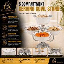 Luxury Silver 6-Bowl Tiered Dessert Stand with Floral Procelain Bowls
