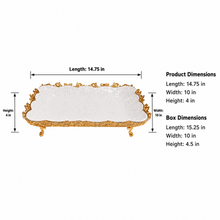 Luxury Embossed Ceramic Serving Tray with Ornate Gold Frame