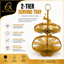 Luxury Gold 2-Tier Dessert Stand with Ornate Filigree Trays