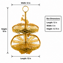 Luxury Gold 2-Tier Dessert Stand with Ornate Filigree Trays