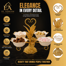 Luxury 4-Bowl Porcelain Candy Serving Stand with Gold Tropical Frame