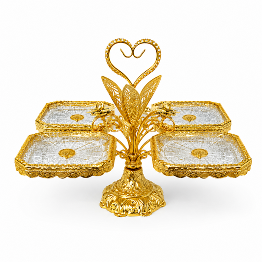 Royal Craft Gold-Tone 4-Bowl Fruit and Dessert Serving Stand, 15.5 Inch