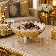 Lotus Flower Ceramic Decorative Bowl with Gold Base