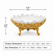 Lotus Flower Ceramic Decorative Bowl with Gold Base