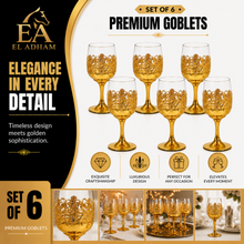 Elegant Gold-Tone Stemmed Juice Glasses with Filigree Design, Set of 6