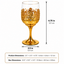 Elegant Gold-Tone Stemmed Juice Glasses with Filigree Design, Set of 6