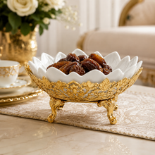 Luxury Lotus Porcelain Serving Bowl with Gold Decorative Frame