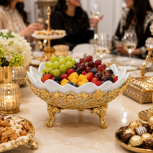 Luxury Lotus Porcelain Serving Bowl with Gold Decorative Frame