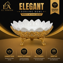 Luxury Lotus Porcelain Serving Bowl with Gold Decorative Frame