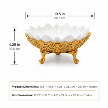 Luxury Lotus Porcelain Serving Bowl with Gold Decorative Frame