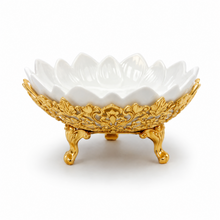 Luxury Lotus Porcelain Serving Bowl with Gold Decorative Frame