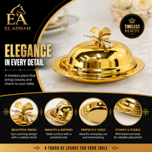 Gold-Tone Butter Dish with Dome Lid and Butterfly Handle, 7.5 Inch