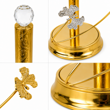 Decorative Gold Paper Towel Holder with Crystal Top & Floral Accent