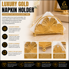 Gold Metal Napkin Holder - Decorative Fan Design (10 Pack)