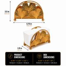 Gold Metal Napkin Holders with Decorative Fan Design, 10-Pack