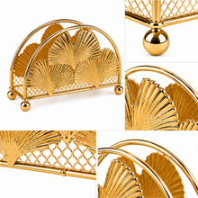 Gold Metal Napkin Holders with Decorative Fan Design, 10-Pack
