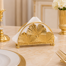 Gold Metal Napkin Holder - Decorative Fan Design (10 Pack)