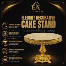 14-Inch Ornate Gold Pedestal Cake Stand with Glass Top