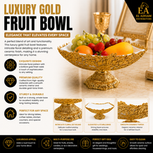Gold Filigree Pedestal Serving Bowl with Porcelain Insert