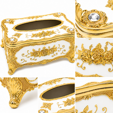 Gold-Tone Decorative Tissue Box Holder with Embossed Floral Design, 7 Inch
