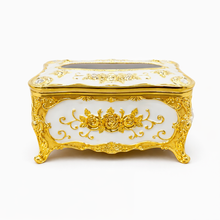 Gold Decorative Tissue Box Holder with Floral Embossed Design