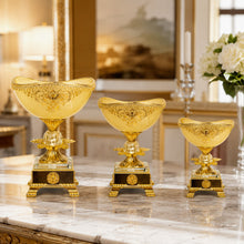 3-Piece Cream and Gold Pedestal Candy Bowl Set, Assorted Sizes
