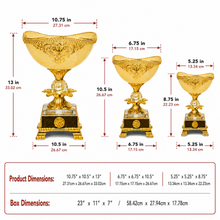 3-Piece Cream and Gold Pedestal Candy Bowl Set, Assorted Sizes