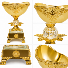 3-Piece Cream and Gold Pedestal Candy Bowl Set, Assorted Sizes