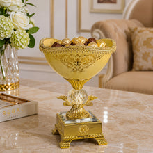 Luxury Gold-Rim Cream Pedestal Dessert Bowl