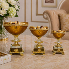 Luxury Gold-Rim Gold Pedestal Candy Bowls - Set of 3
