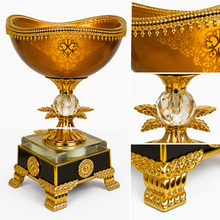 Gold-Rim Gold-Tone Pedestal Candy Bowls with Ornate Bases, Set of 3