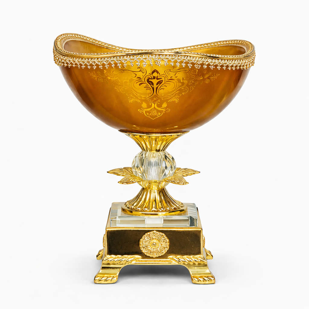 Luxury Gold-Rim Gold Pedestal Dessert Bowl