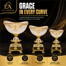 Gold-Rim White Pedestal Candy Bowls with Ornate Bases, Set of 3