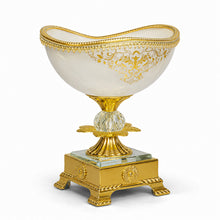 Luxury Gold-Rim White Pedestal Dessert Bowl