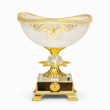 Luxury Gold-Rim White Pedestal Dessert Bowl