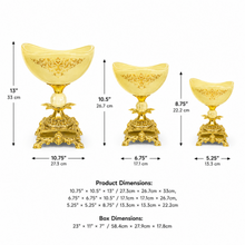 Elegant Cream Pedestal Candy Bowls Set of 3 with Gold-Tone Decorative Bases