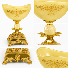 Elegant Cream Pedestal Candy Bowls Set of 3 with Gold-Tone Decorative Bases
