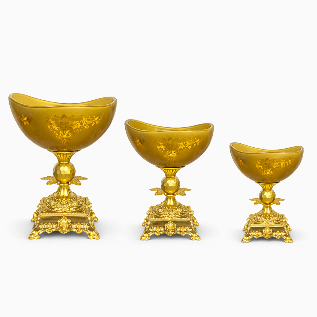 Elegant Gold Pedestal Candy Bowls - Set of 3