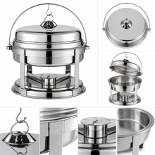 20 L Stainless Steel Buffet Chafer Food Warmer-Round Roll-Top Catering Chafing Dish
