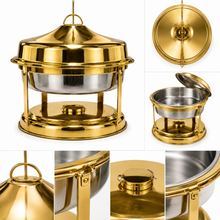 20 L Luxury Gold Stainless Steel Buffet Server with Glass Window Lid Food Warmer