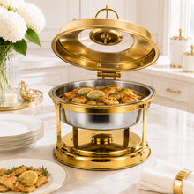 20 L Luxury Gold Stainless Steel Buffet Server with Glass Window Lid Food Warmer