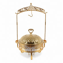 Premium Gold Ornate Chafing Dish with Hanging Lid-Decarative Buffet Food Warmer