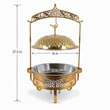 Premium Gold Ornate Chafing Dish with Hanging Lid-Decarative Buffet Food Warmer