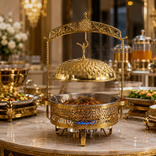 Premium Gold Ornate Chafing Dish with Hanging Lid-Decarative Buffet Food Warmer
