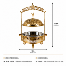 Premium Gold Ornate Chafing Dish with Hanging Lid-Decarative Buffet Food Warmer