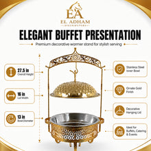 Premium Gold Ornate Chafing Dish with Hanging Lid-Decarative Buffet Food Warmer
