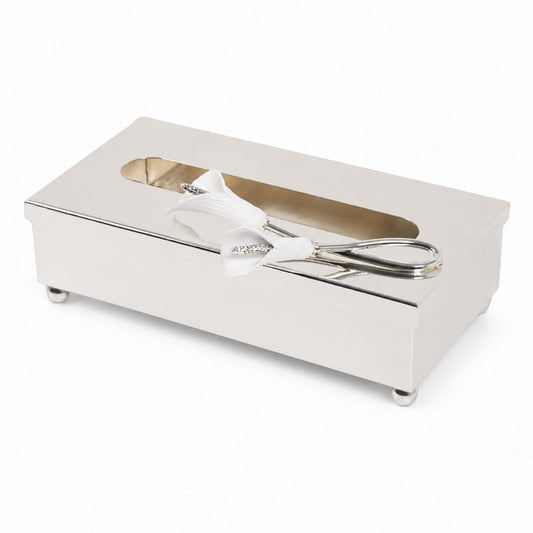 Luxury Stainless Steel Tissue Box Cover-Decarative Holder with Floral Accent (Silver)