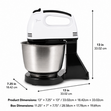 Electric Stand Mixer with Stainless Steel Bowl, White and Black