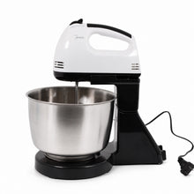 Electric Stand Mixer with Stainless Steel Bowl, White and Black